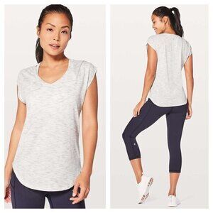 Lululemon Sweat Times Short Sleeve S Tiger Space Dye Hail White